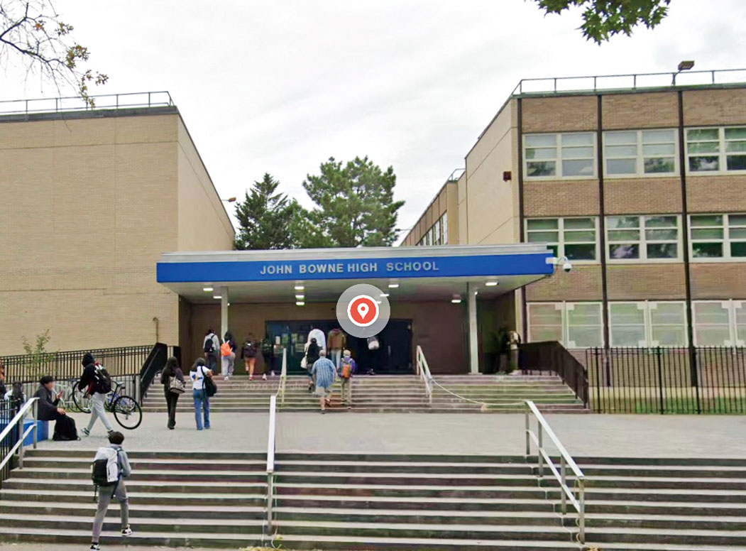 皇后區約翰鮑恩高中。 圖片來源：谷歌地圖