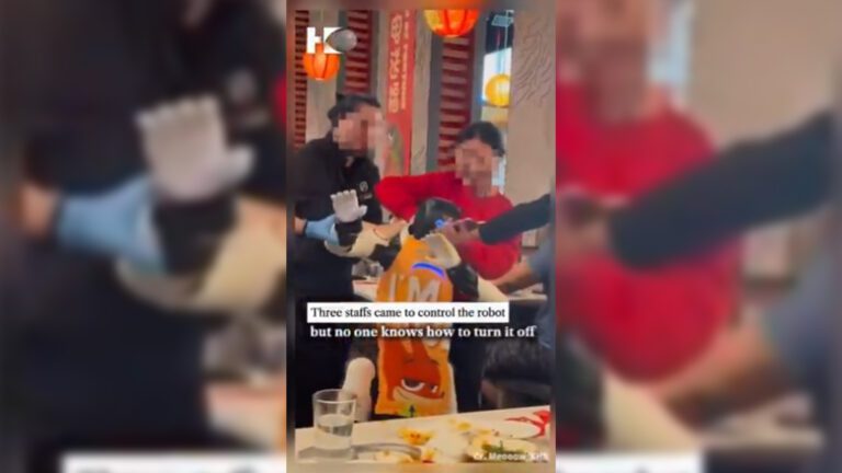 三藩市灣區海底撈機器人「發瘋」影片瘋傳！員工撲倒制服畫面曝光