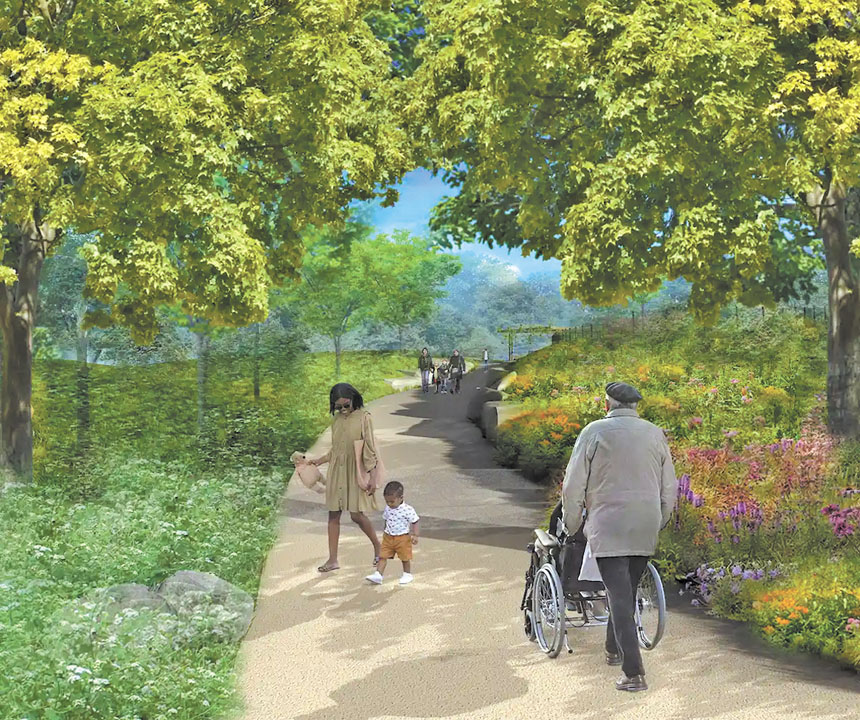 展望公園山谷區綠意盎然。