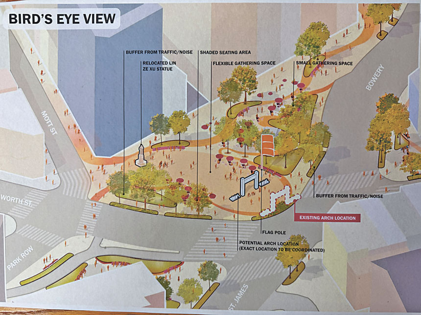 市府提供兩組織在「通達華埠」計劃共處在且林市果廣場的藍圖。