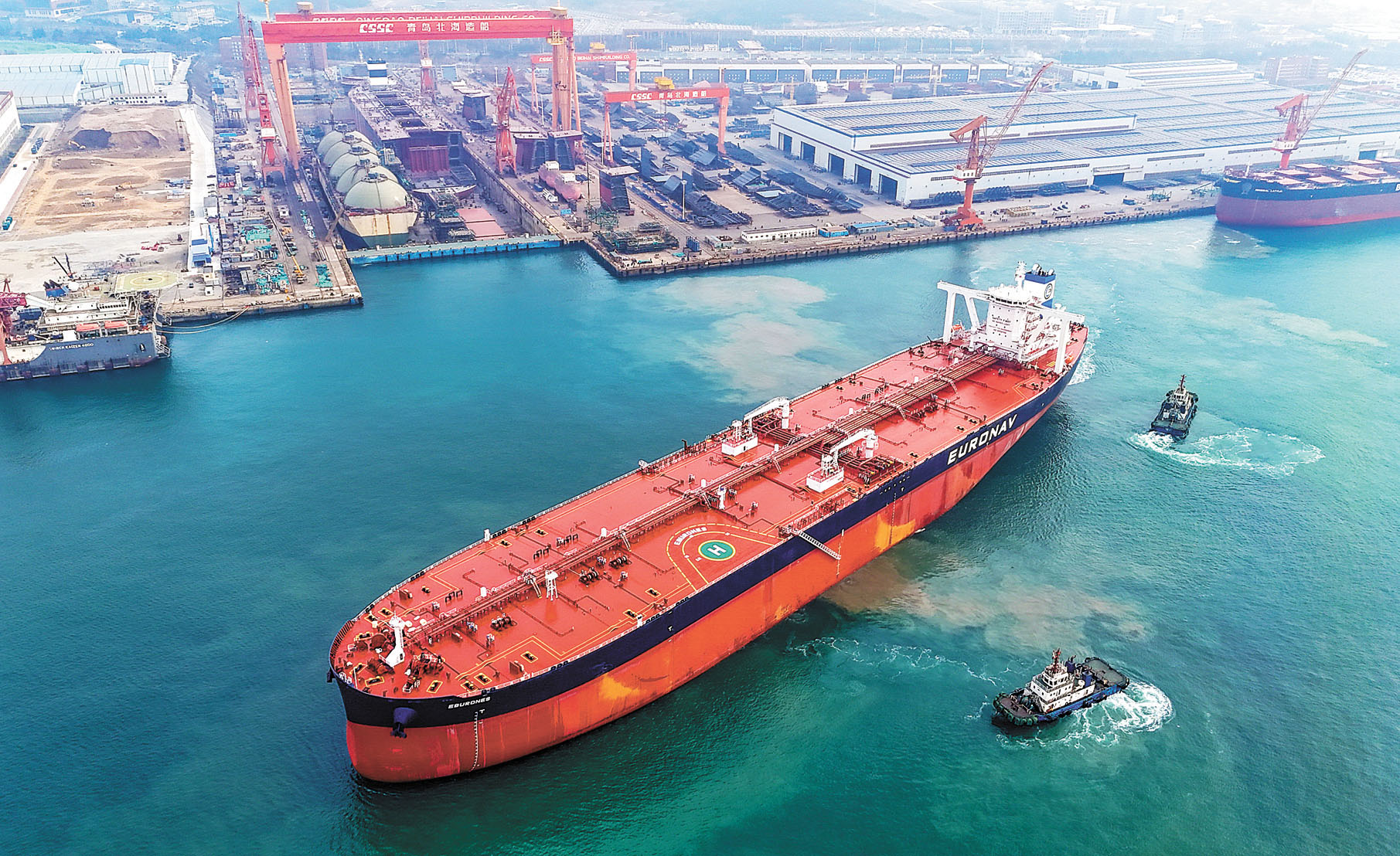 中國船舶集團建造的31.9萬噸氨預留超大型原油船今年1月在青島正式啟航。新華社資料圖片