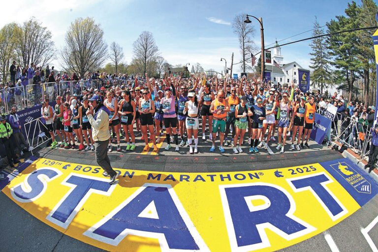 2025年波士頓馬拉松的起跑線。 檔案圖片