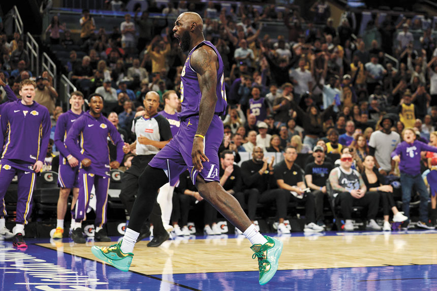 詹姆斯的常規賽出場次數已位居NBA歷史第一。路透社