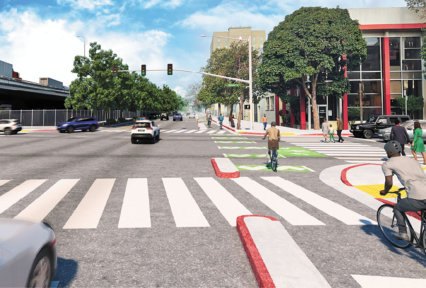 圖為屋崙華埠6街夾委士打街改造後效果圖。加州運輸局