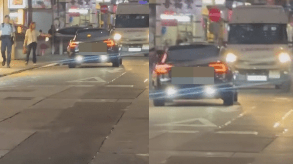 油麻地Tesla逆線行駛 與警車迎頭相遇 司機倒車受查