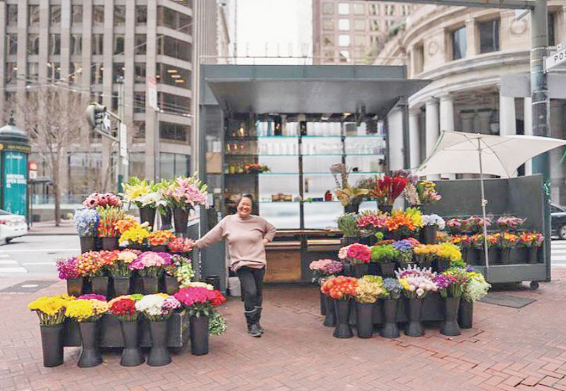 三藩市市場街附近的鮮花檔。市府官網