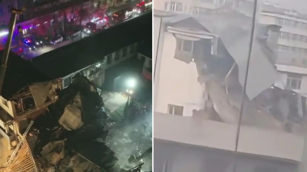 黑龍江海林市三層建築部分坍塌 9人被困 救援持續進行