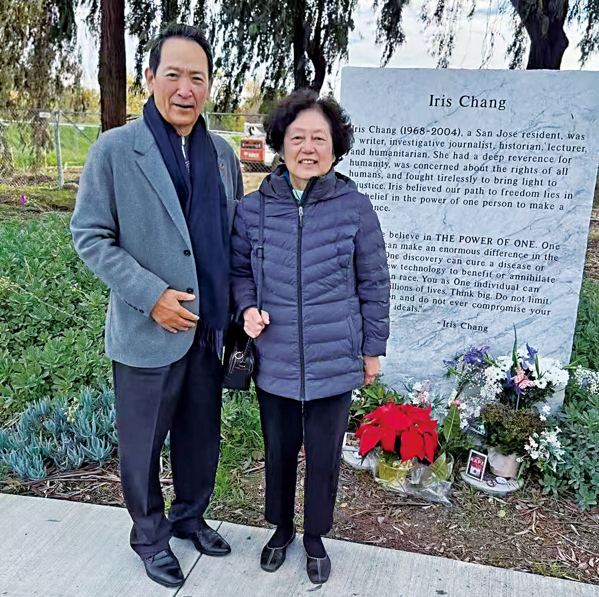 2025年2月19日,張純如母親張盈盈帶金鷹國際集團董事長王恆參觀位於聖荷西的張純如公園。張盈盈提供