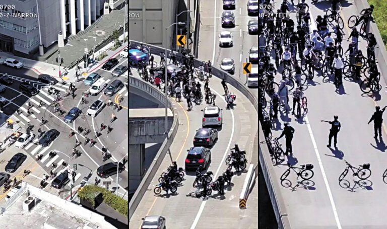 三藩市警方出動無人機追蹤腳踏車騎士。三藩市警察局