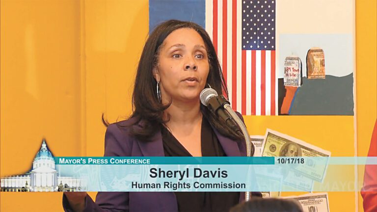 前三藩市人權委員會（HRC）主席戴維斯（Sheryl Davis）此前出席記者會。資料圖片