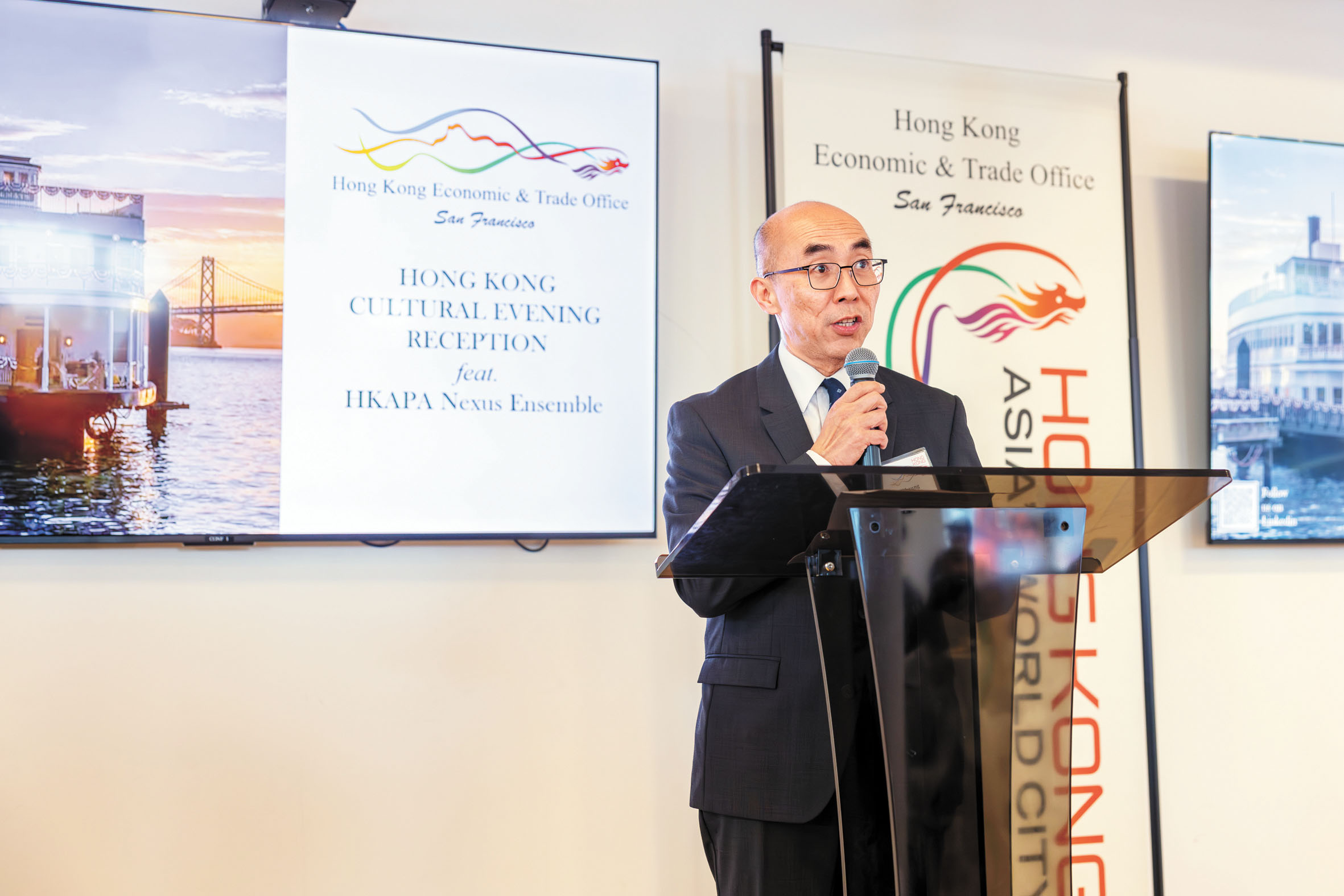 香港駐三藩市經貿辦處長張岱楨致辭。經貿辦提供