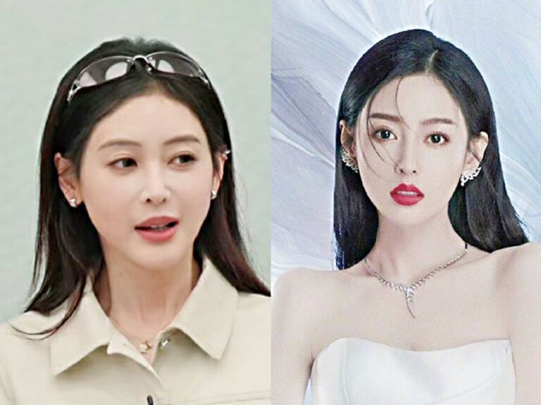 張天愛面部圓潤飽滿，與過往形象（右）對比鮮明。網上圖片