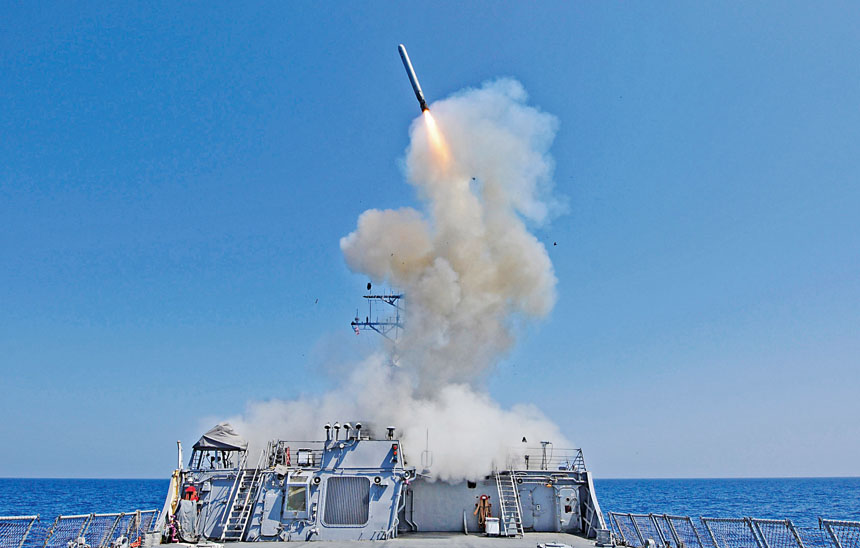 「戰斧」巡航導彈最新型號射程約1600公里，可從艦艇及潛艇發射。路透社資料圖片