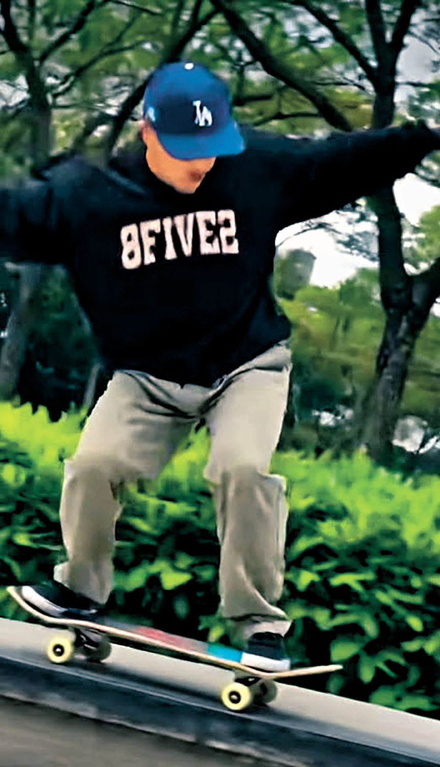 熱愛滑板運動的Brian，本身亦有經營滑板店。