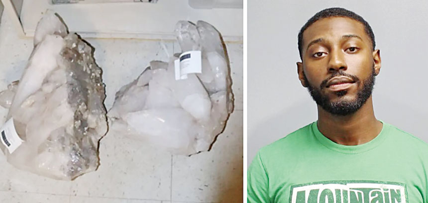 福克斯從藝術中心的花園展位竊取了9個珍貴晶洞。 萊伊警務處圖片