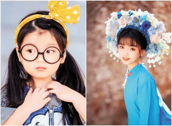 阿拉蕾因參加《爸爸去哪兒4》受喜愛，13歲的她（右）五官精緻立體。網上圖片