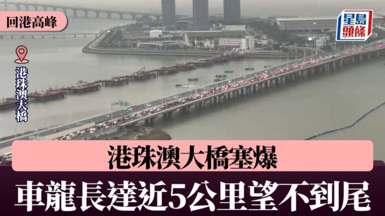 復活清明長假尾聲 港珠澳大橋現回港車潮 車龍一度近5公里