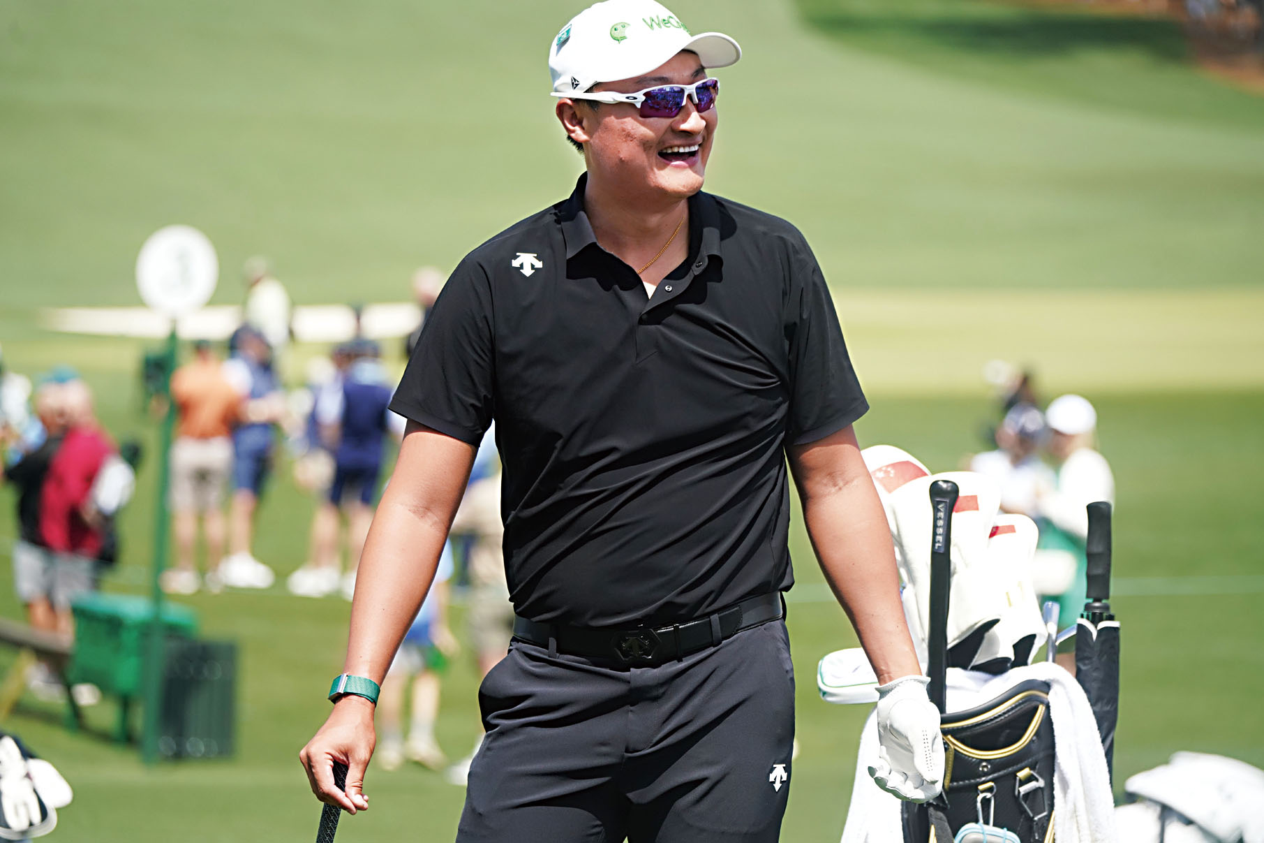 李昊桐在奧古斯塔國家高爾夫俱樂部進行賽前訓練。 新華社