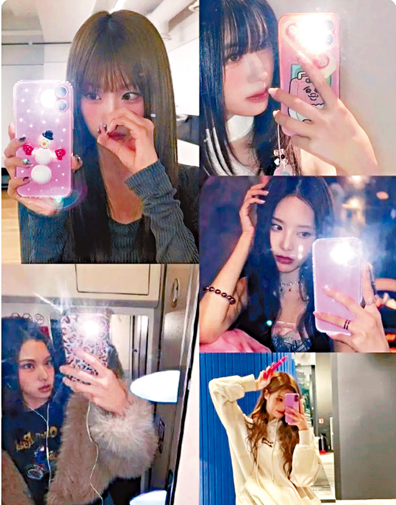 izna獲贈新款名牌手機作出道禮物，多位成員自拍時都有晒出該款手機。