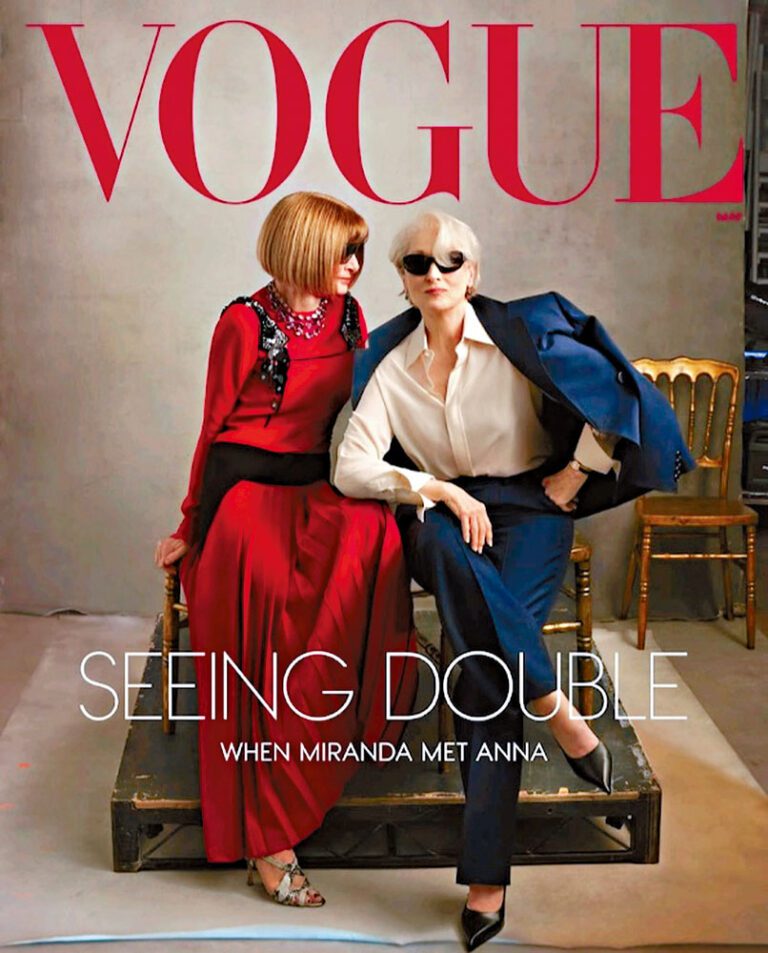 梅姨以Miranda造型，跟《穿Prada的惡魔》原型Anna Wintour齊登《Vogue》封面。