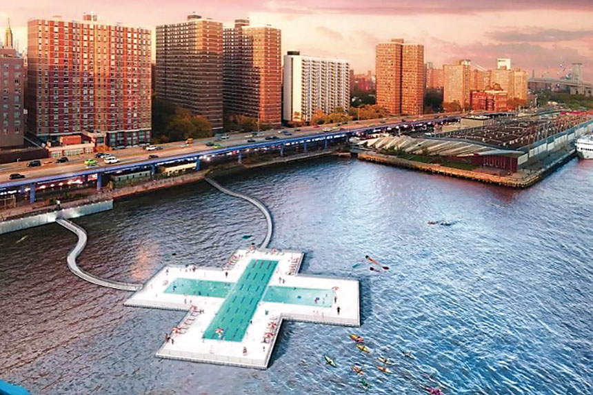 項目的最終目標是在東河打造一座9000平方呎的十字型泳池。 Friends of + POOL臉書圖片