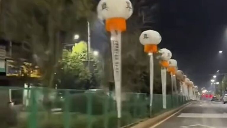 湖南祁東縣街道現巨型喪事燈籠 當局接報展開排查