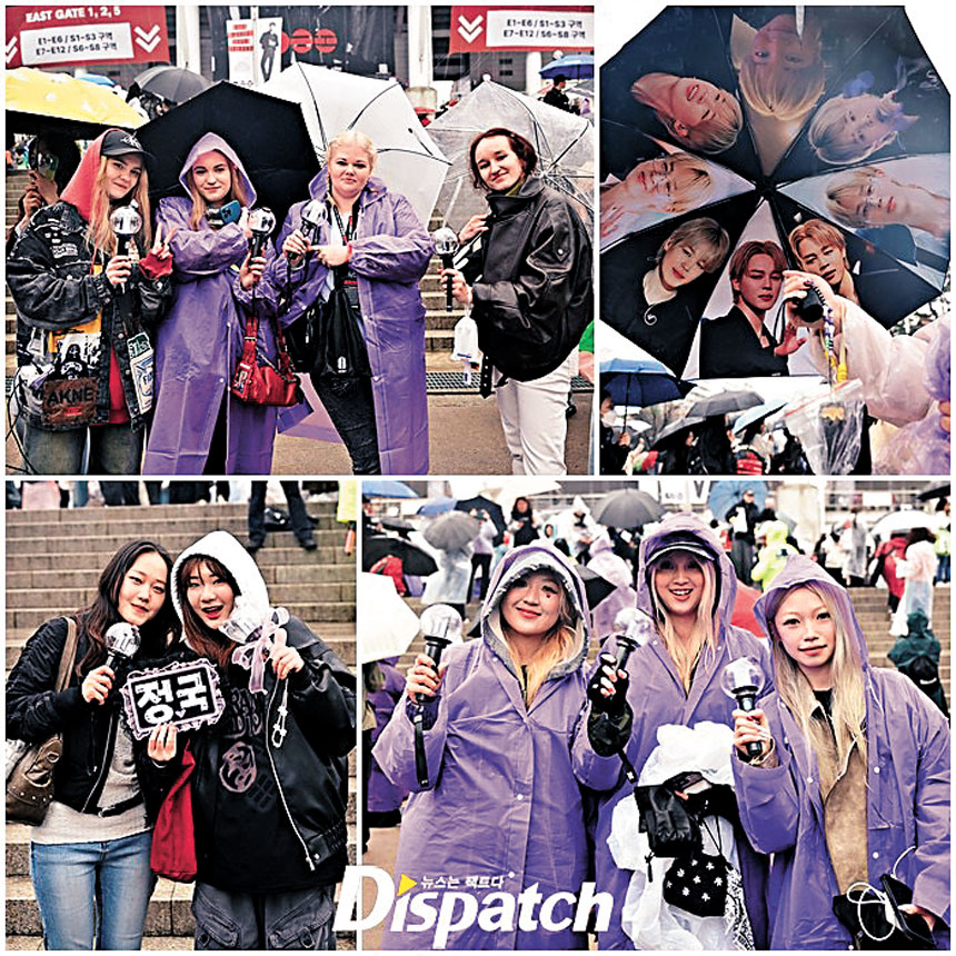 BTS前晚在韓國高陽展開巡唱，但fans要冒大雨睇騷。