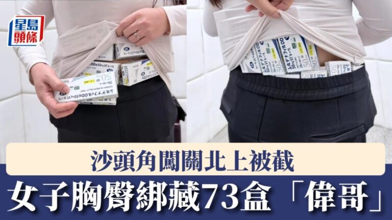 沙頭角海關查獲旅客綁藏73盒「偉哥」入境案
