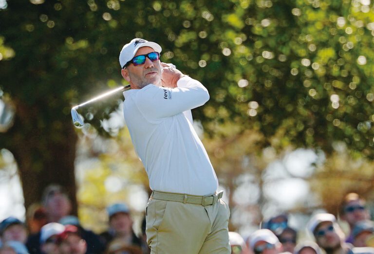 加西亞在美國大師賽中揮桿。路透社