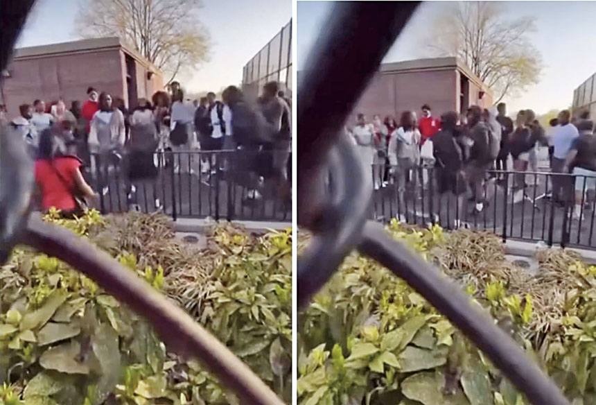 亞當斯在社交平台發布少年被圍毆的手機影片。 Ericadamsfornyc X圖片