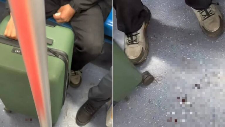 上海地鐵行李箱滲血引虛驚 實為解凍鴨血食品