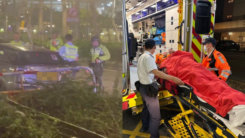 青衣P牌私家車失控撞水馬 司機一度失去意識送院