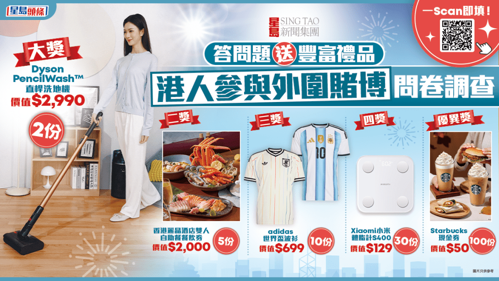 星島集團調查港人參與外圍賭博 答問卷有機會贏取豐富禮品