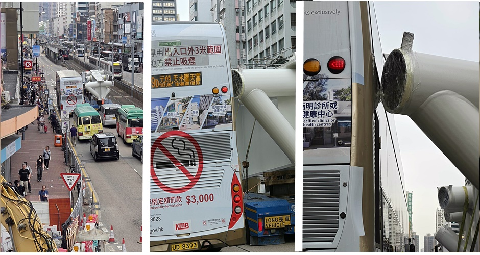 元朗青山公路拖頭組件擦撞巴士 無人受傷交通一度擠塞