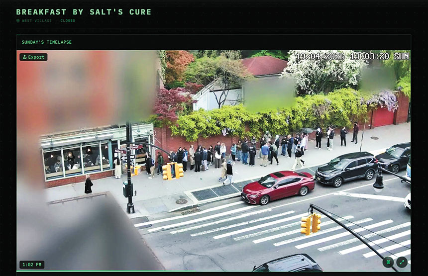 網站支付報酬給住戶，要求在公寓窗戶安裝網路攝影機，以實時監控餐廳的排隊時間。 DamnLines.com網站圖片