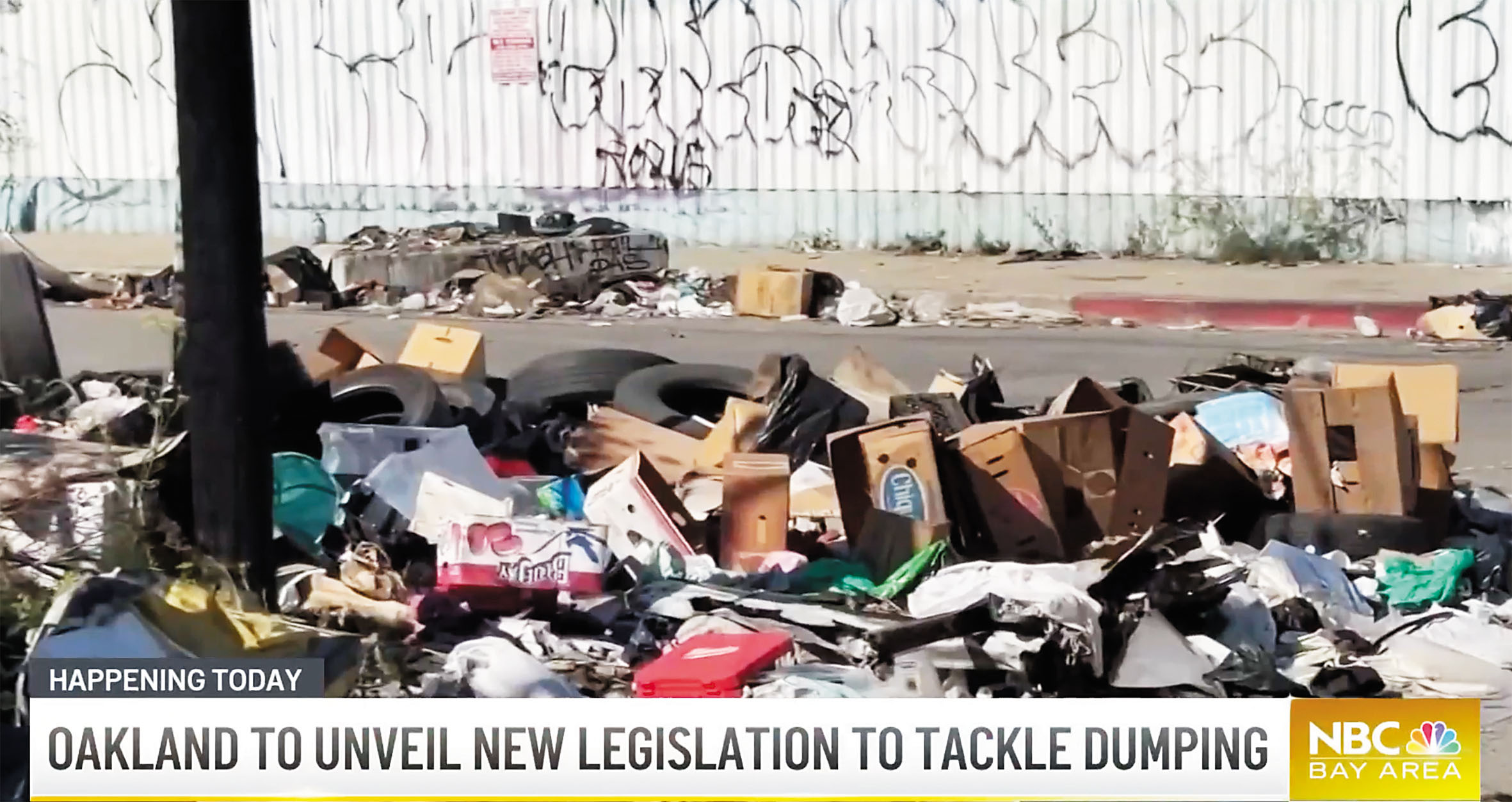 屋崙市備受非法傾倒垃圾困擾。NBC電視畫面
