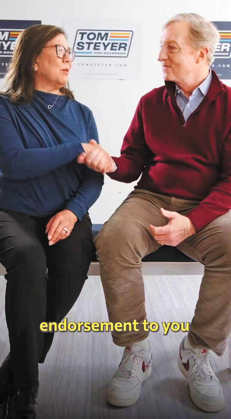 余淑婷宣布退選州長後翌日宣布背書富商斯泰爾競選州長，兩人相關社交帳號一同發短片宣布。Instagram短片截圖