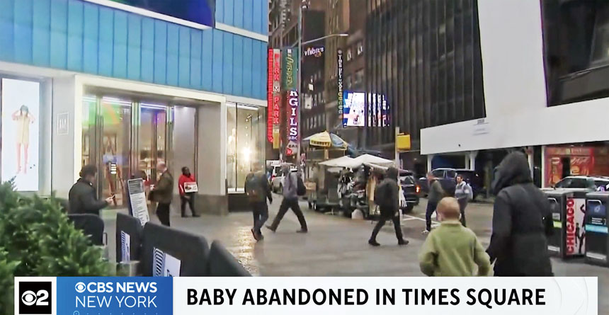 目擊者看到女童父親留下嬰兒車後立刻報警。 CBS紐約截圖