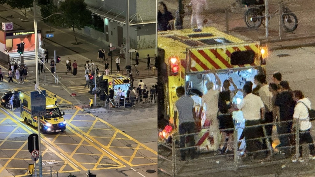 長沙灣救護車與私家車相撞翻側 三人輕傷 熱心市民協助救援