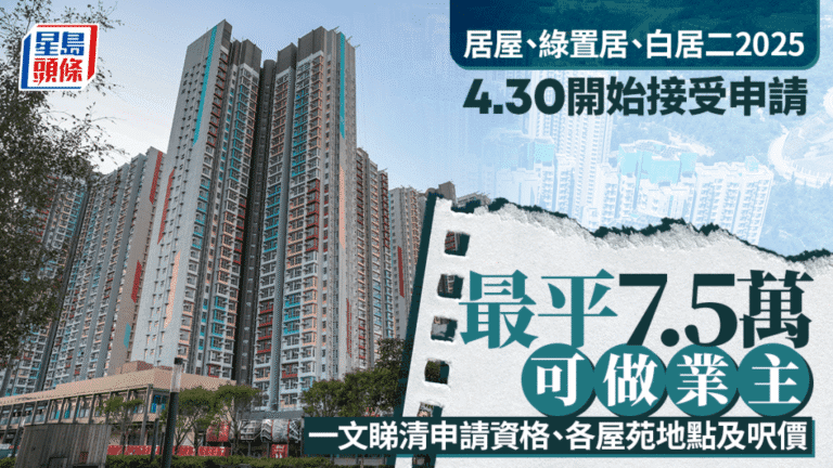 2025年度居屋、綠置居及白居二4月30日起同步接受申請 一文整合申請詳情及新措施
