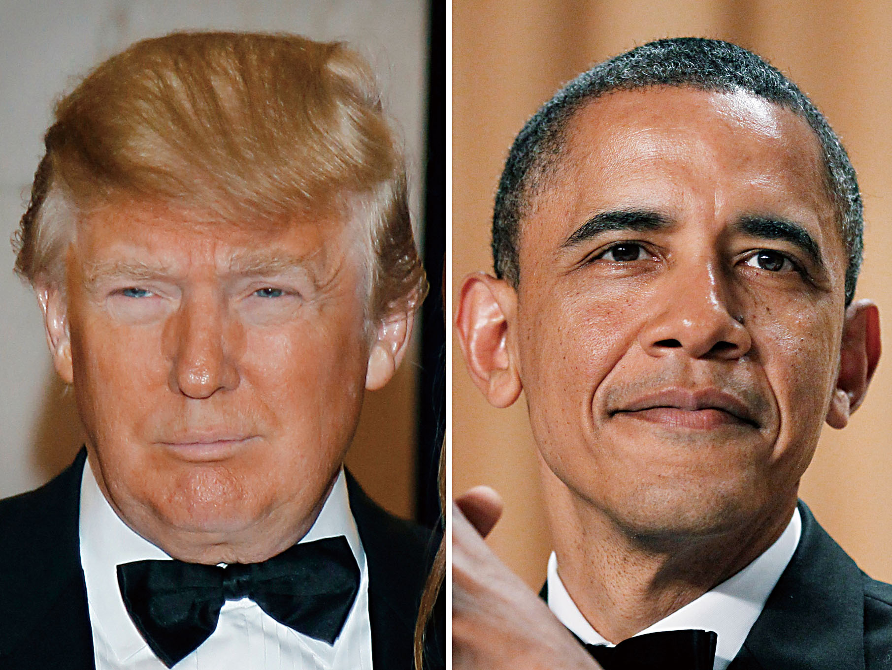 特朗普與奧巴馬2011年4月30日出席白宮記者協會晚宴。美聯社資料圖片