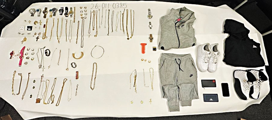 當局在搜查行動中繳獲的失竊商品。聖荷西警察局