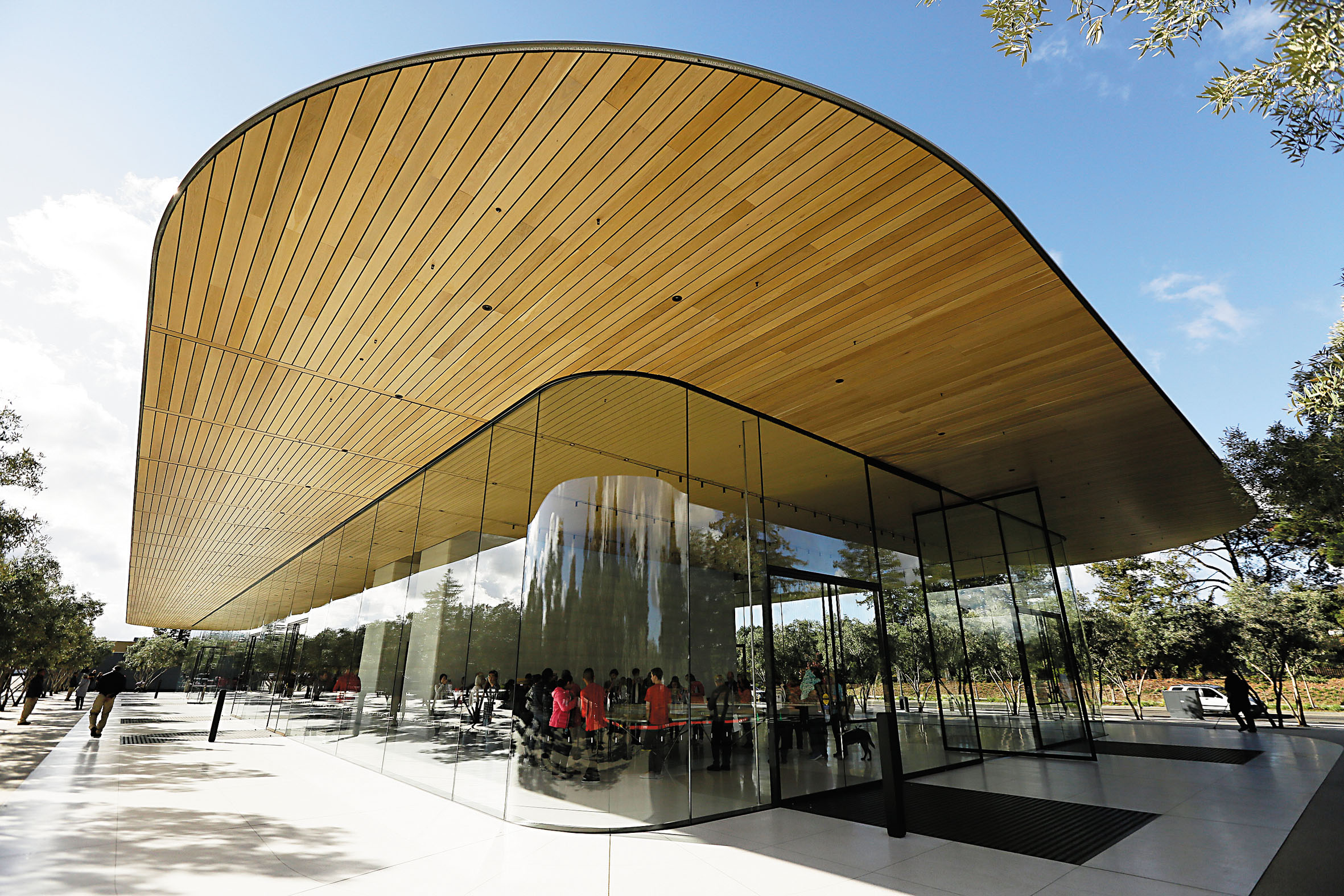 蘋果總部的訪客中心外觀。美聯社資料圖片