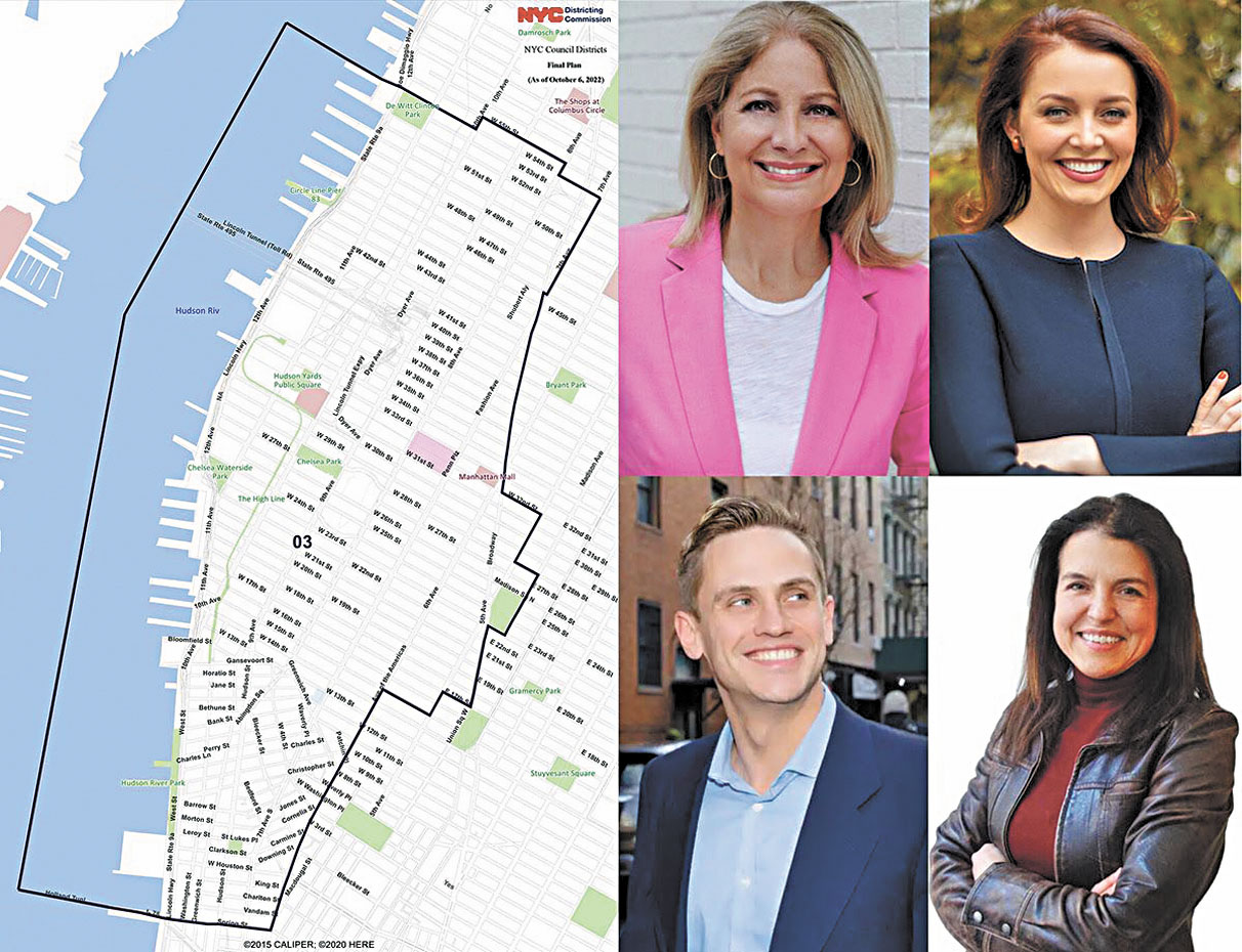 第3選區的4位參選人及選區地圖。