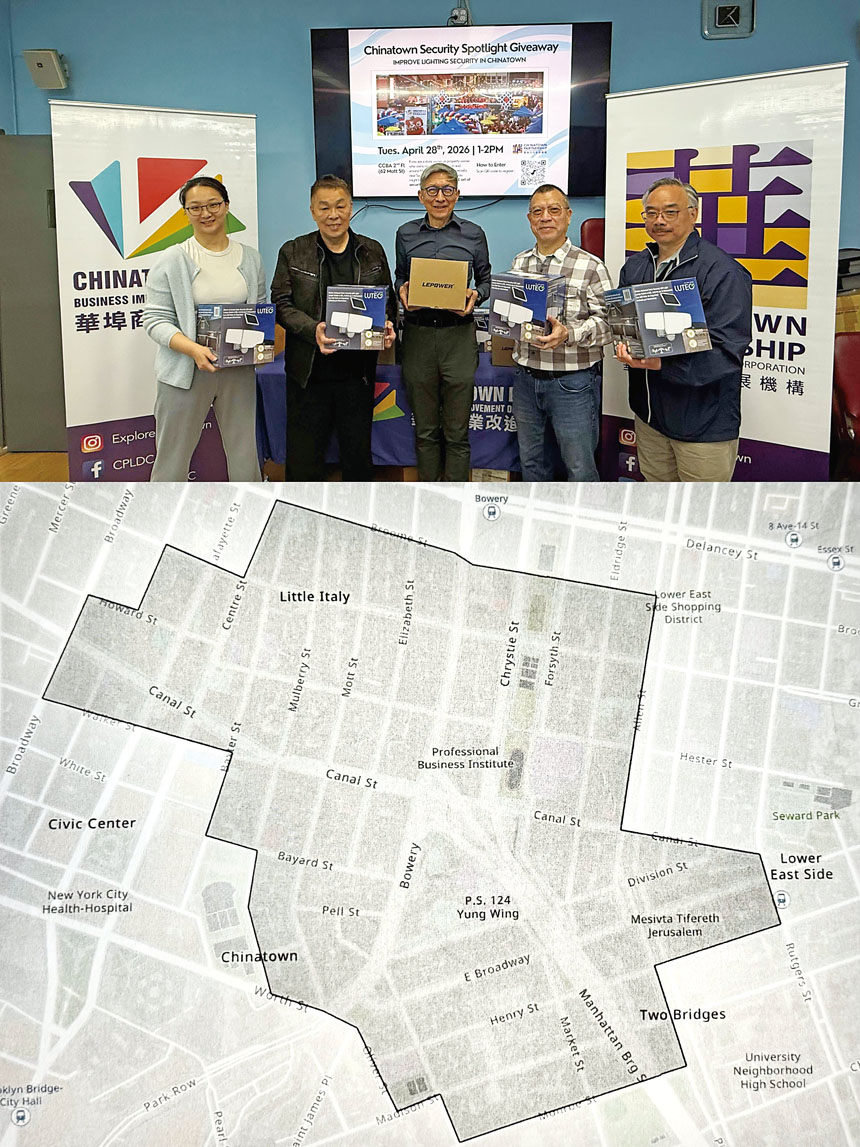 部分商家業主領取了免費照明系統（左）及資格地圖（右）。