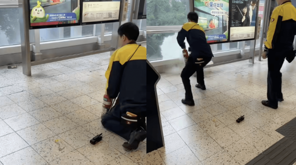 港鐵觀塘站手機自燃冒煙 職員迅速撲滅
