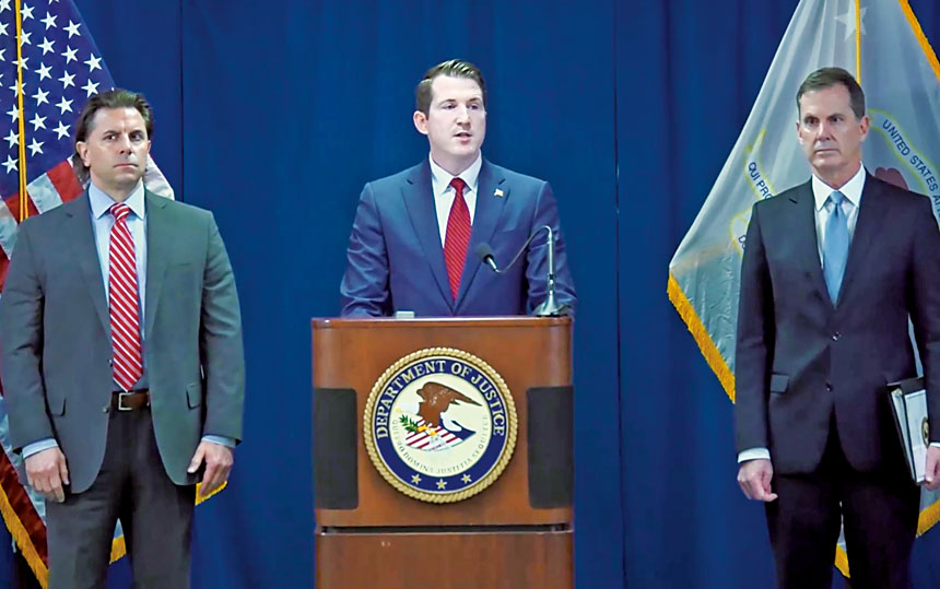 聯邦官員成立打擊醫療保健詐騙小組。左起: FBI三藩市代理特別探員主管科博（Matt Cobo）、司法部詐騙執法助理部長麥克唐納、北加州聯邦檢察官米薩基安。聯邦司法部/灣區城市新聞社