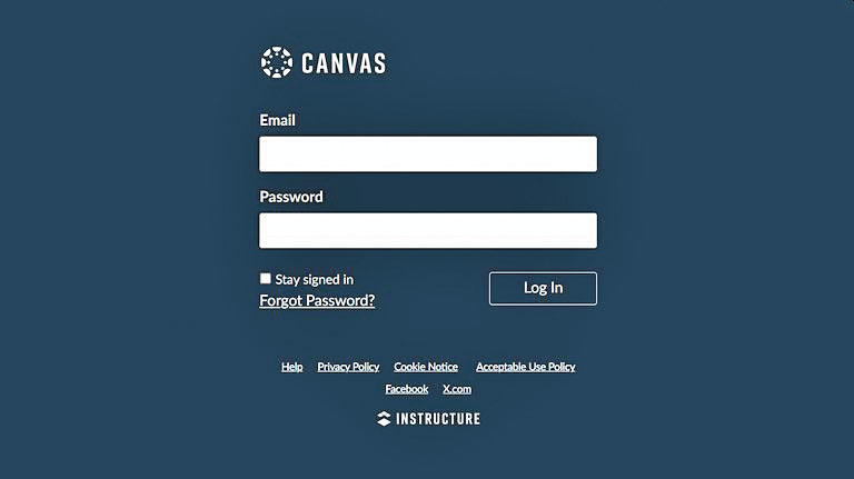 網課平台Canvas發生宕機事件引發教職人員關注,圖為Canvas網站登入帳號頁面截屏。