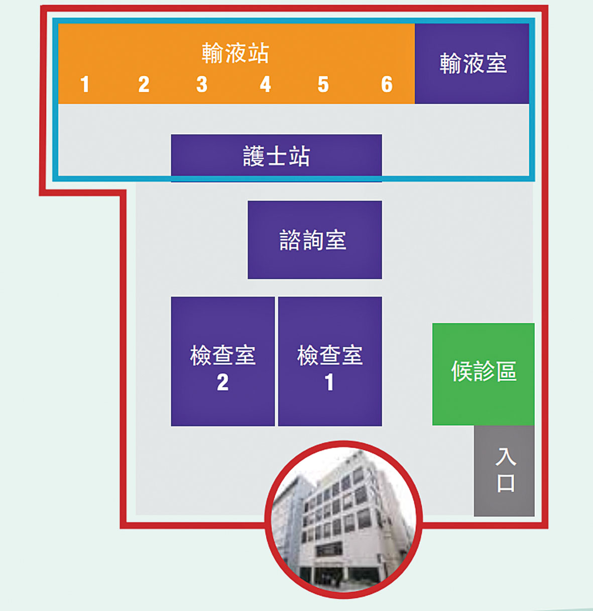 東華醫院即將於華埠落成的腫瘤診所及化療中心示意圖，新設施將為社區提供一站式癌症診療服務。東華醫院提供