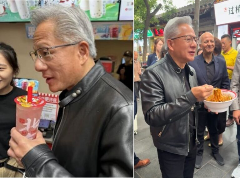 黃仁勳隨特朗普訪華 北京街頭食炸醬麵　